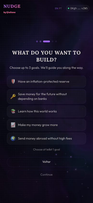 Nudge quiz — goals selection